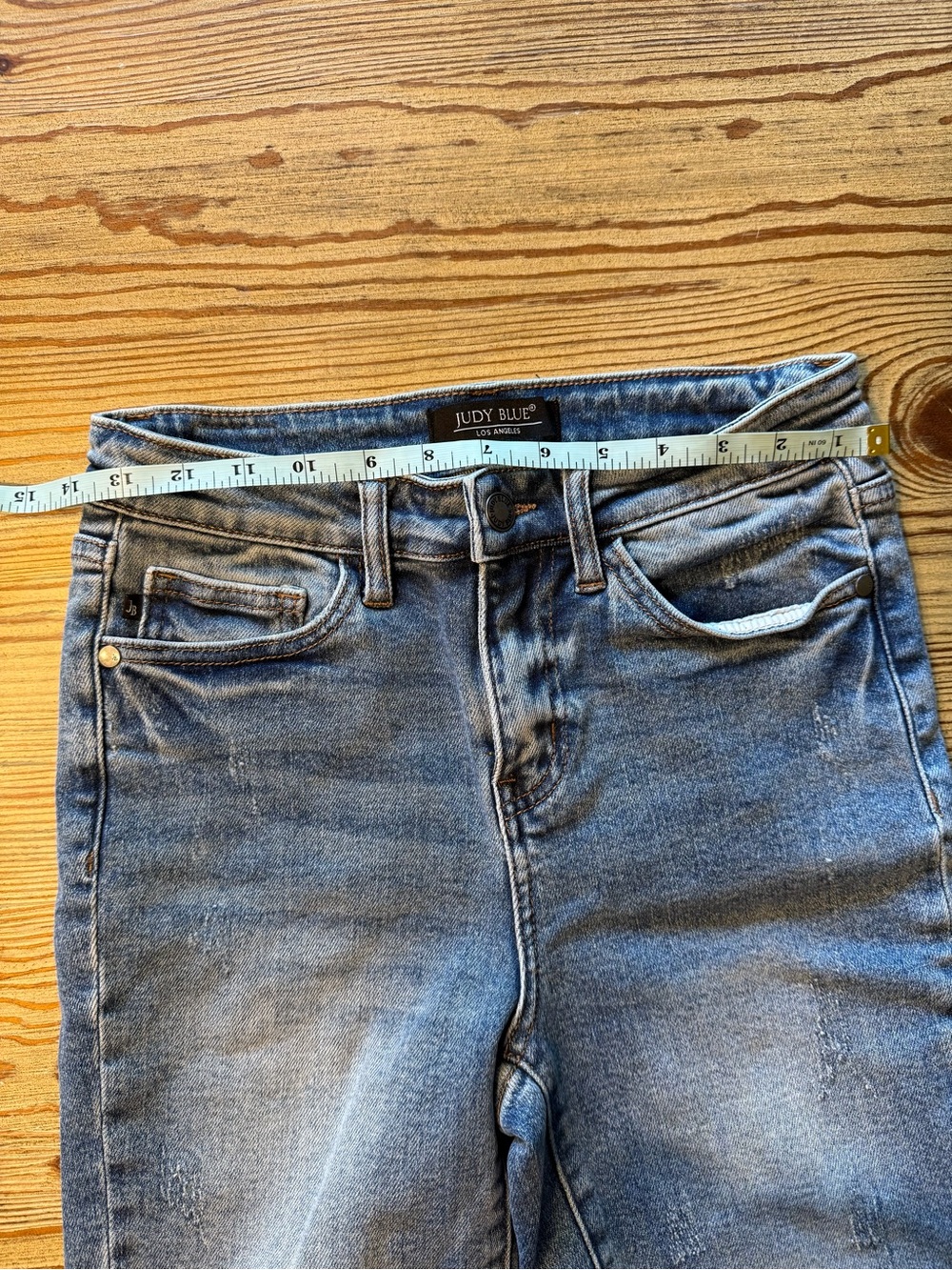 Judy Blue Light Blue Frayed Hem Denim Bermuda Shorts - Picture 5 of 8